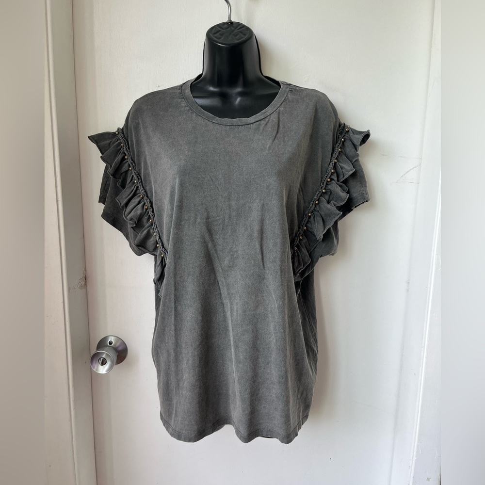 Bershka Ruffle Cotton studded Top size M